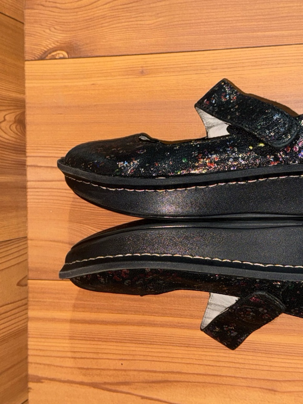 Alegria Black Multicolor Sparkle Mary Jane Flats - Picture 6 of 13
